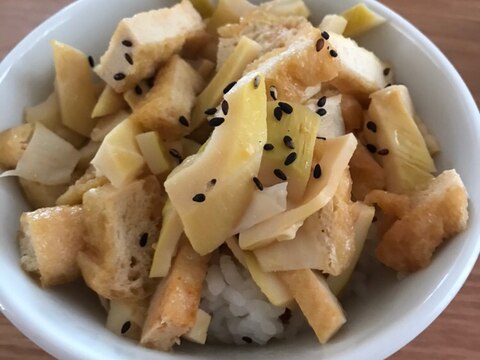 破竹と油揚げの味噌炒め丼